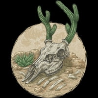 Deer Kaktus Muški crni grafički tee - Dizajn ljudi M