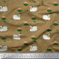 Soimoi smeđa pamučna kambrična tkanička listova, lotus i labudne tkanine za ptice sa širokim dvorištem