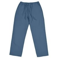 Muške velike i visoke pamučne pantalone casual kostirajuće hlače sa širokim nogama labave hlače za lagane ljetne hlače sa džepovima