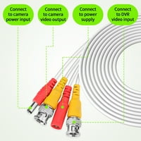 -Geek 25ft bijelo all-in-one bnc produženi nadzor kabela, vatrena žica protiv blijede, zamjena BNC kabela