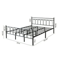 Kraljevski krevet s klasičnim okvirom od metalnog kreveta ispod kreveta za skladištenje za pohranu madraca,