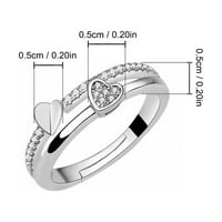 Ljubavno srce Otvaranje ženskog prstena Kreativni prsten nakit Rođendan Prijedlog poklona za angažman