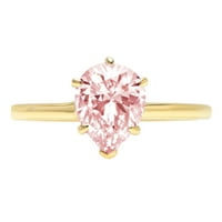 1.5ct kruška ružičasta simulirana dijamant 18k žuti zlatni ugraving izjava bridalna godišnjica angažman