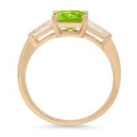 1.62ct Square Smaragd Cut zeleni prirodni peridot 18k žuti zlatni godišnjica Angažman kamena prstena