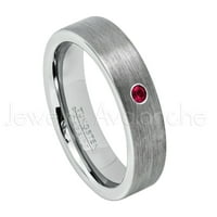 Cijevni rez volfram Prsten - 0,07ct Solitaire Ruby Ring - Personalizirani vjenčani prsten za volfram