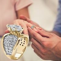 Angažman okrugli rez Zirkoni Žene vjenčani prstenovi nakit za žene Full Diamond Dame Prsten Slatki prstenovi