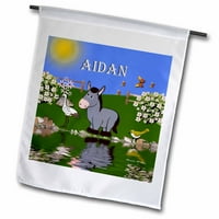 3drose ukrasni dizajn magaraca i ptica za djecu - personaliziran s imenom Aidan - bašte zastava