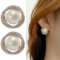 Opolski okrugli Fau Pearl srebrne minđuše u Ear Stud za žensko poklon nakita