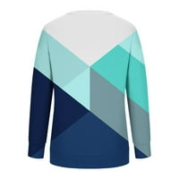 Cuoff bluze za žene modni casual geometrijski ispis okrugli vrat pulover dugih rukava ženski vrhovi