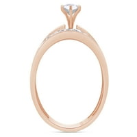 Bijela kubična cirkonija ljubav u obećajućem prstenu set u 14K ružičastog zlata preko srebra sterlinga