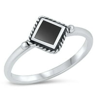 Vaša boja Bali princeza simulirala je crnu prstenu za obećanje. Sterling Silver Band CZ Veličina 9