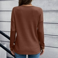 Olyvenn poprsje džepa pulover majice V-izrez na vrhu ženske plus veličina moda jesen zima solidna boja