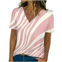 Ljetne bluze za žene, povremeni kratki rukav s kratkim rukavima s kratkim rukavima V-izrez, majica s