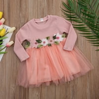 Qiylii dječji djevojčice cvjetne haljine s dugim rukavima mrežica s ruhom slatka haljina za zabavu