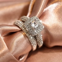 Wiueurtly prstenovi za set tinejdžera Par Princess Square Diamond set prstena modni angažman vjenčanje