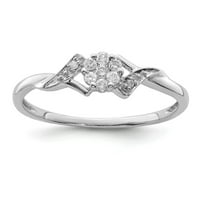 Bijeli sterling srebrni prsten za prsten Diamond Rhodium