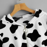Količina ženska krava ispisana zip pulover dugih rukava s kapuljačom s kapuljačom slatka bluza