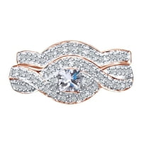 0. Carats Round & Princess Cut White Prirodni Diamond Infinity Angažman prstena za mladenke 14K Solid