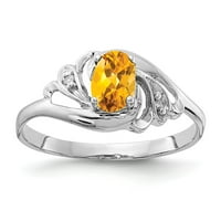 Čvrsta 14k bijelo zlato 6x ovalni citrinski žuti studeni Gemstone Diamond Angažman prsten veličine 6