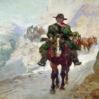 Stagecoach Travel, 1906. N'Steod Pass. ' Stagecoach koji je prethodio naoružani štitnik u Američkom