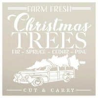 Božićna stabla šablona s kamionom Studior Farm Farm Fresh Jela Cedar Pine DIY Farmhouse Božićni dekor