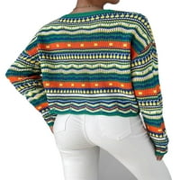 Ženski džemperi Casual Striped okrugli puloveri za okrugli vrat Multicolor M