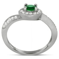 Antikni dizajner Carald Emerald i dijamantni zaručnički prsten za nju u bijelom zlatu