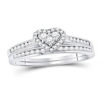 Čvrsti 14K bijeli zlatni dijamantski svjetski bridalni vjenčani zaručni prsten za venčanje set ct. -