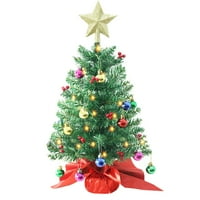 TABLETOP BOŽIĆNO Drvo, umjetni mini Xmas borove stablo sa LED žičarima i ukrasima, božićni ukras dekor