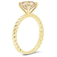 2. CT sjajan okrugli rez Clenilirani dijamant 18k žuti zlatni pasijans prsten sz 10.5