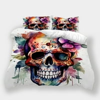 Prekrivač pokrivač Poklopac šarene posteljine set lubanje dizajn posteljina Cvijeće prekrivače Kućni