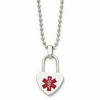 Nehrđajući čelik poliran s crvenim emajlom Heart medicinske itikete 24 minute ogrlicu; ; za odrasle