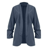 Wyongtao Womens Jesen Ležerne bluže dugih rukava Otvoreno prednje radno mjesto Office Blazer Jackets, tamno plave s