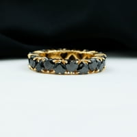Oblik srca Crni Finy vječni prsten za žene, 14k žuto zlato, SAD 6.50