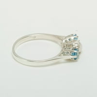 14k bijeli zlatni kultivirani biser i plavi Topaz ženski Obećani prsten - veličina 9.5
