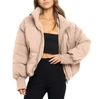 Ženska zima topla kapuljača sa čvrstom bojom patentni zatvarač zgušnjavati jakne kaput gornje odjeće