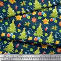 SOIMOI plavi pamučni voirani proizvodi od tkanine i božićnog drveća otisnuta tkanina širom