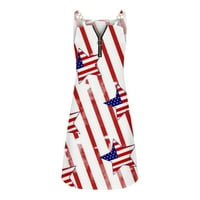 Gaecuw Crveno bijelo plavo mini haljine Američka zastava odjeću moda Vintage V izrez bez rukava na plaži