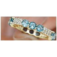 CT London Blue Topaz vječni prsten s dijamant, dizajner London Blue Topaz Zlatni prsten za žene, 14k