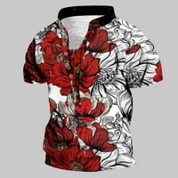 Muška novost Havajska cvjetna košulja Ljeto casual gumb V izrez Tropsko odmor na plaži Majice Labavi