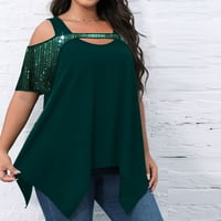 Zeleni vrhovi za žene Ženska moda Casual Okrugli izrez Kratki rukav Labavi ugodni bluza Majice za žene,