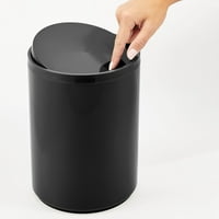 Mdesign plastični mali krug 1. galon kante za smeće s uklonjivim ljuljačkim poklopcem, crni