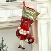 Kiskick Bright Color Veliki kapacitet Božićni poklon čarapa s vrpcom, Candy Santa Claus Snowman Elk