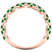 3. CT sjajan okrugli rez simulirani smaragd 14K Rose Gold Eternity Band SZ 7.5