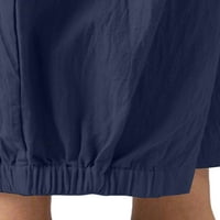 Trowalk elastične strugove za struk za žene Čvrsto boje casual široke nogave hlače sa džepovima