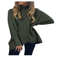 Jeseni džemperi za žene modni casual o-vrat turtleneck čvrsta boja dugih rukava pulover nepravilnog