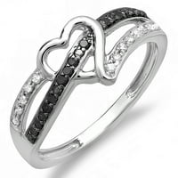 Dazzlingrock kolekcija 0. Carat 10k crno-bijeli dijamant Obećaj Srce za angažman prsten CT, bijelo zlato,