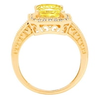 2. CT Sjajni smaragd Clear Simulirani dijamant 18k žuti zlatni halo pasijans sa Accentima prsten sz