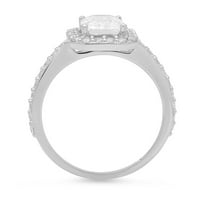 2. CT Sjajni smaragdni rez simulirani dijamant 14k bijeli zlatni halo pasijans sa Accenting prstenom