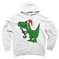 Smiješan božićni zeleni t-renovi Dinosaur bijeli grafički pulover Hoodie - Dizajn od strane ljudi s